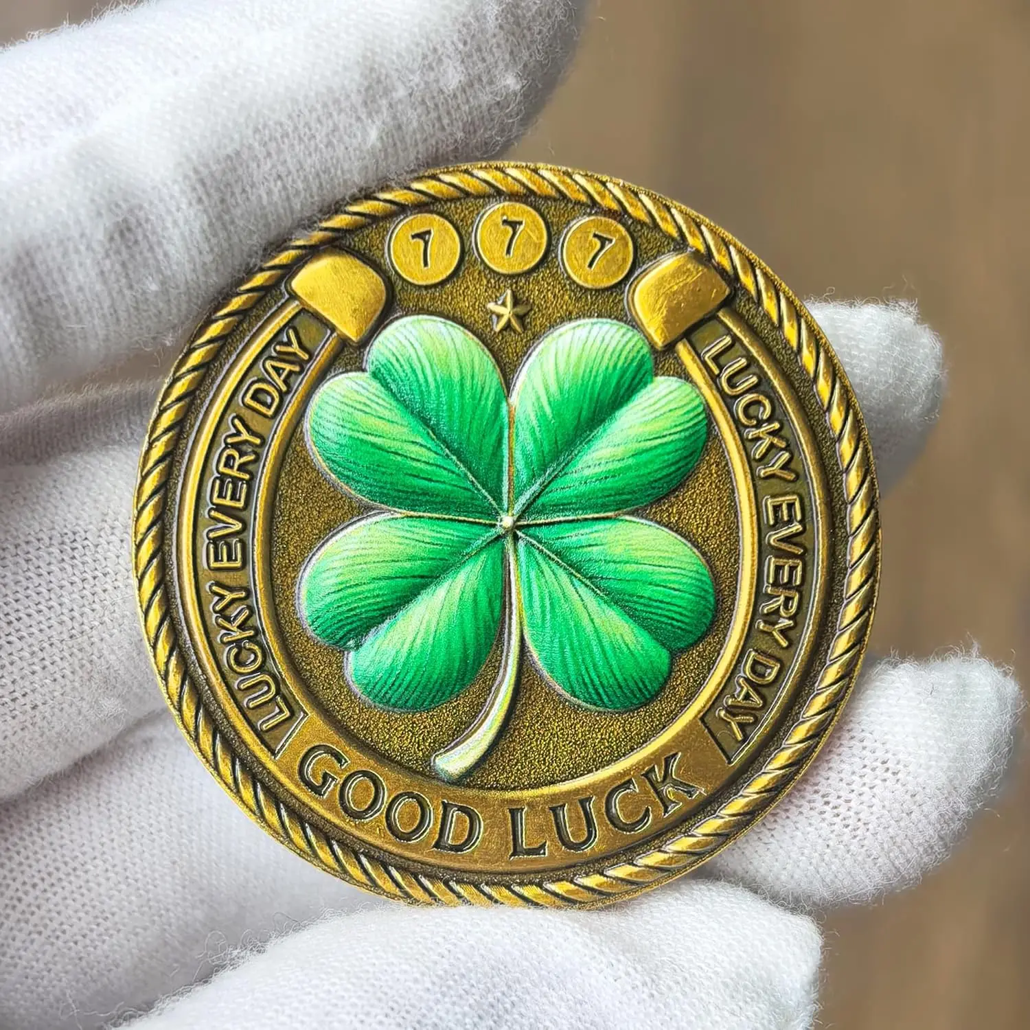 عملة الحظ السعيد – سحر تحفيزي بأربع أوراق البرسيم والفيل من أجل الازدهار والنجاح، آلة خدش تذكرة اليانصيب المثالية. #3