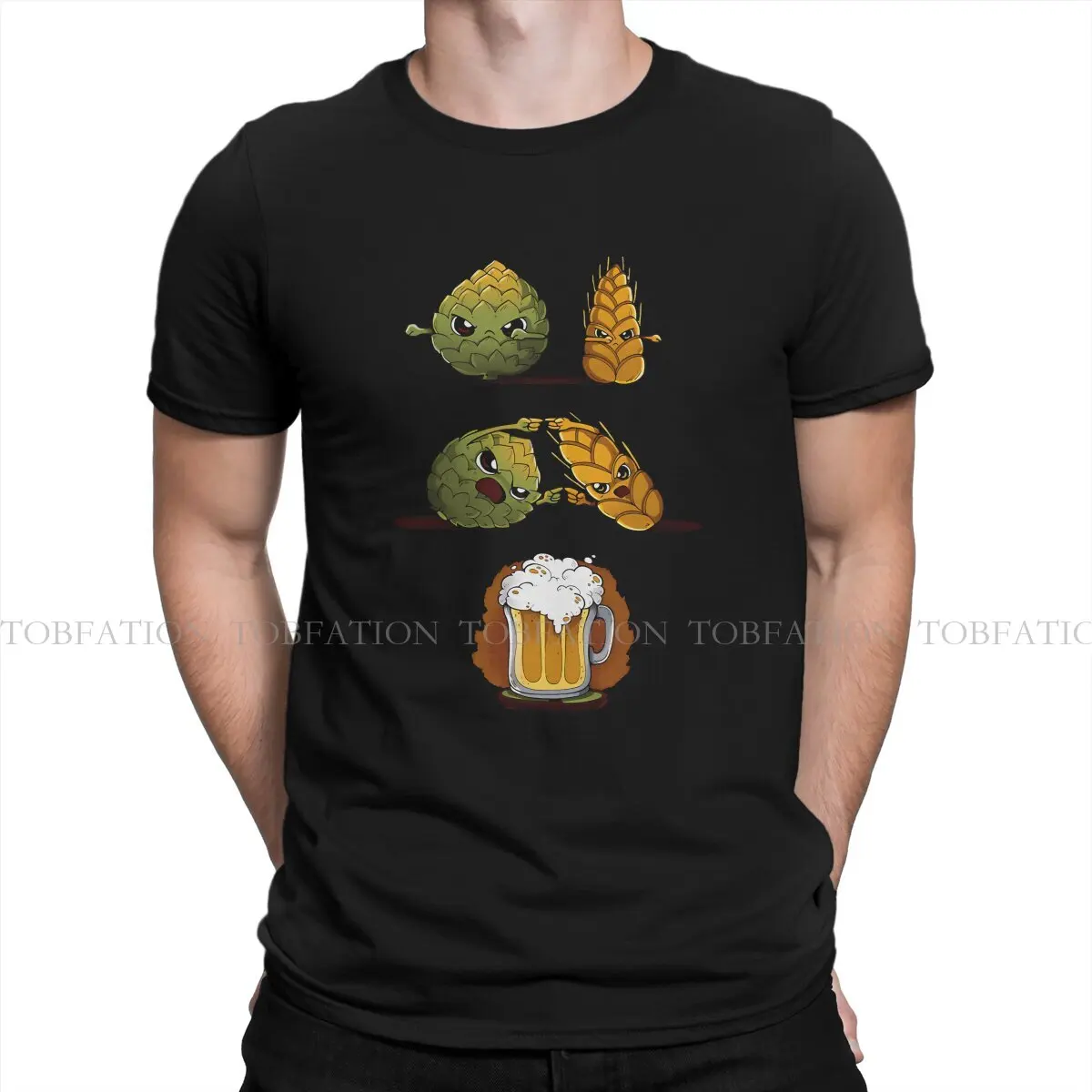 Beer Funny Fusion Of Beer TShirt Men Gothic Oversized Punk Crewneck Cotton T Shirt