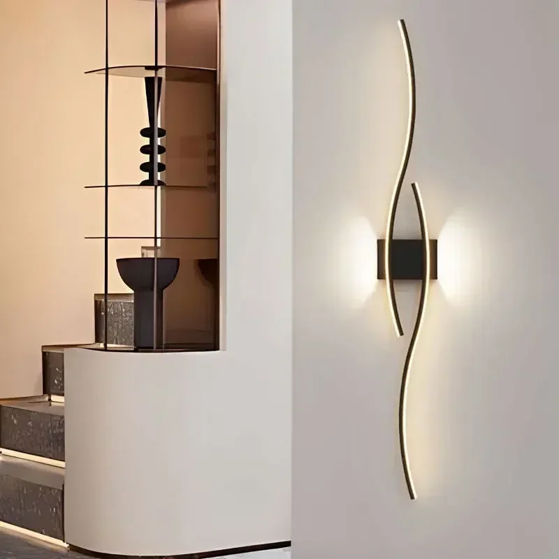 Nordic LED Wall Lights Wall Lamps for Bedside Bedroom Interior Black Gold White Wall Sconce Lighting Fixtures Stairs Aisle Home