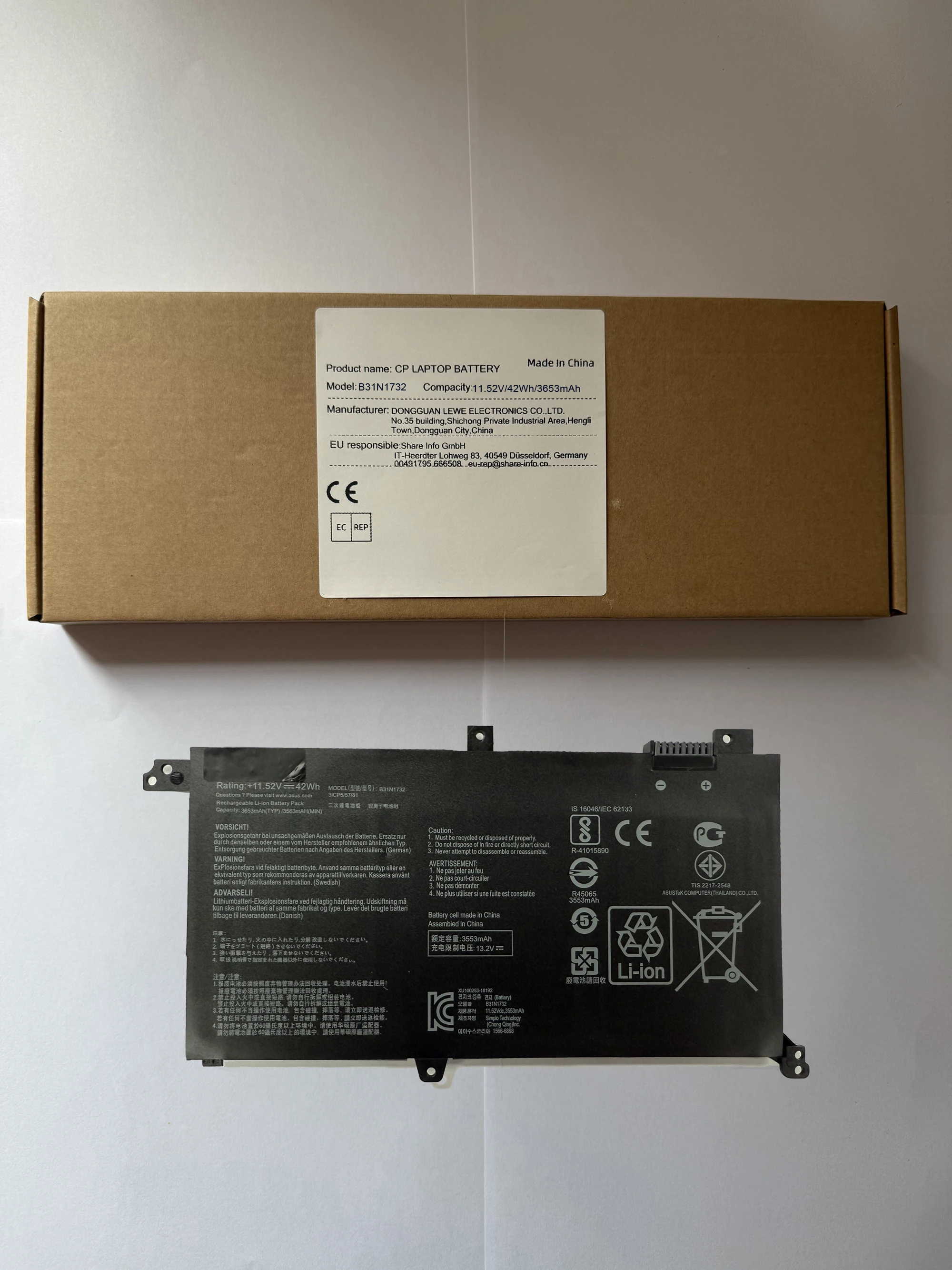 Batería del ordenador portátil B31N1732 B31Bi9H 0B200-02960000 0B200-02960400 para VivoBook X430UA X430UF X430UN X430FA X430FN X571G X571LH X571G