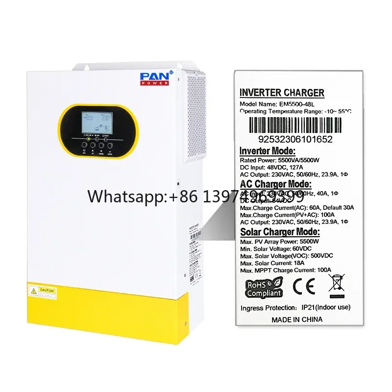 Good Price 5kw Single Phase 5kva off Grid Hybrid 48vdc 5.5kw Solar Inverter With 100A Controller Charging factory