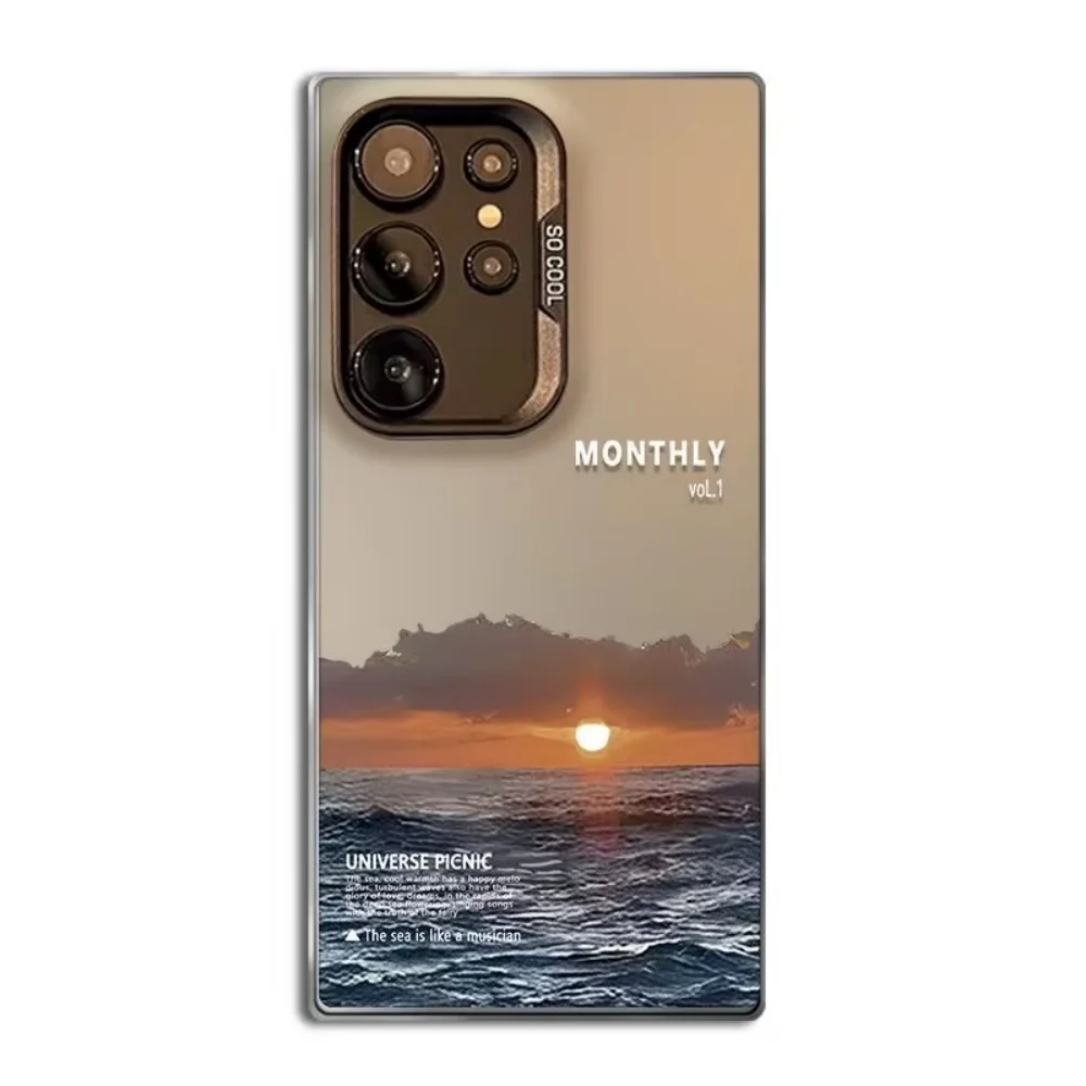 Sunset Theme At Sea Frosted Phone Case For Samsung Galaxy S26 S25 S24 S23 S22 S21 S20 Note 20 Uitra Plus FE 2022 5G Cover