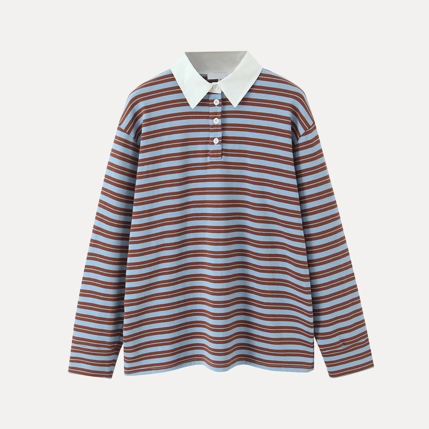 T-shirt Long à rayures décontracté pour femme, haut à col irt, à la mode, automne 2025 Z