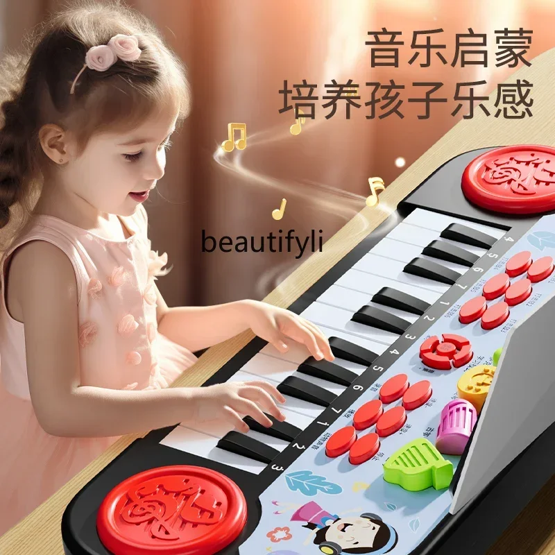 

Musical instrument beginner early education baby and toddler small piano toy with microphone that can be played