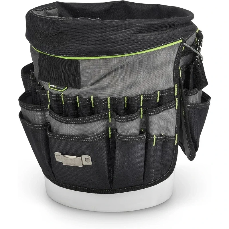 51-Pocket Bucket Tool Organizer for Easy Tool Access, Fits Most 5-Gallon Buckets, Water-Resistant Construction,Black