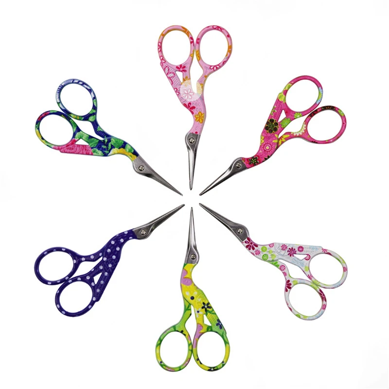 Super Beautiful Print Professional Sewing Scissors Office Supplies Paper Scissors Vintage Pink Mini Stork Scissors Cloth Cutter