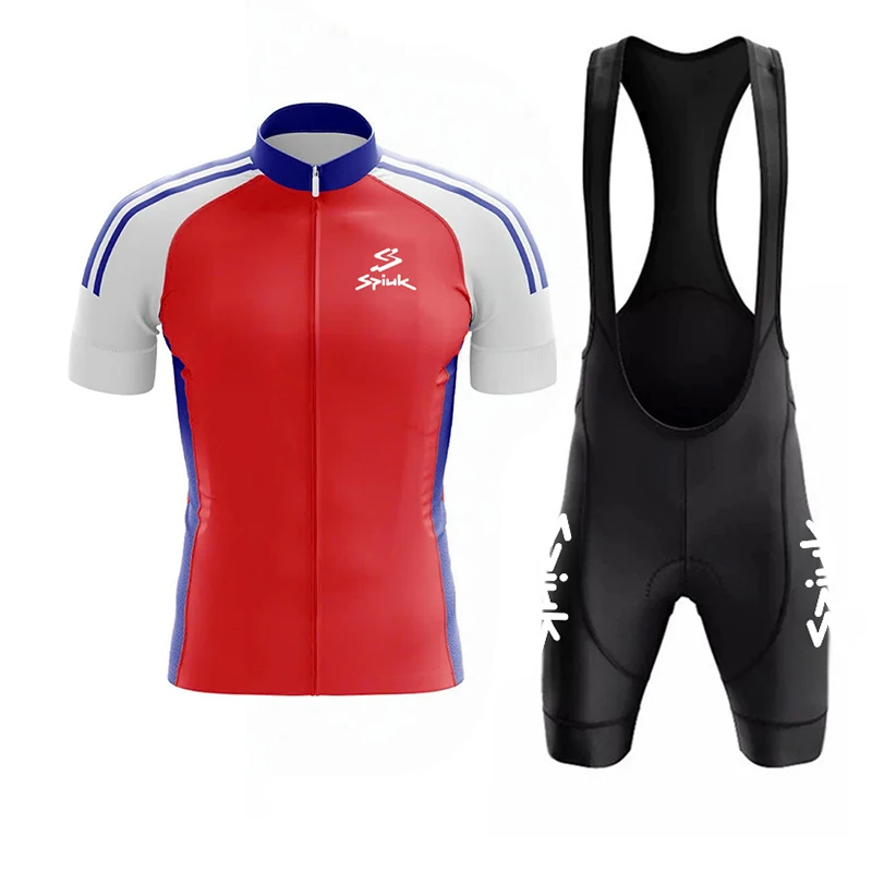 

Spiuk Men's Short Sleeve Cycling Breathable Mountain Bike Clothing Top Bibs Bib Straps Cushion Shorts