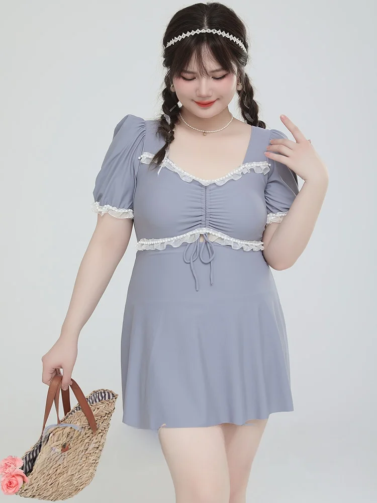 

Купальник больших размеров u Qing в винтажном стиле, высокоэластичный, из нейлона, спандекса и полиэстера, с круглым вырезом и короткими рукавами