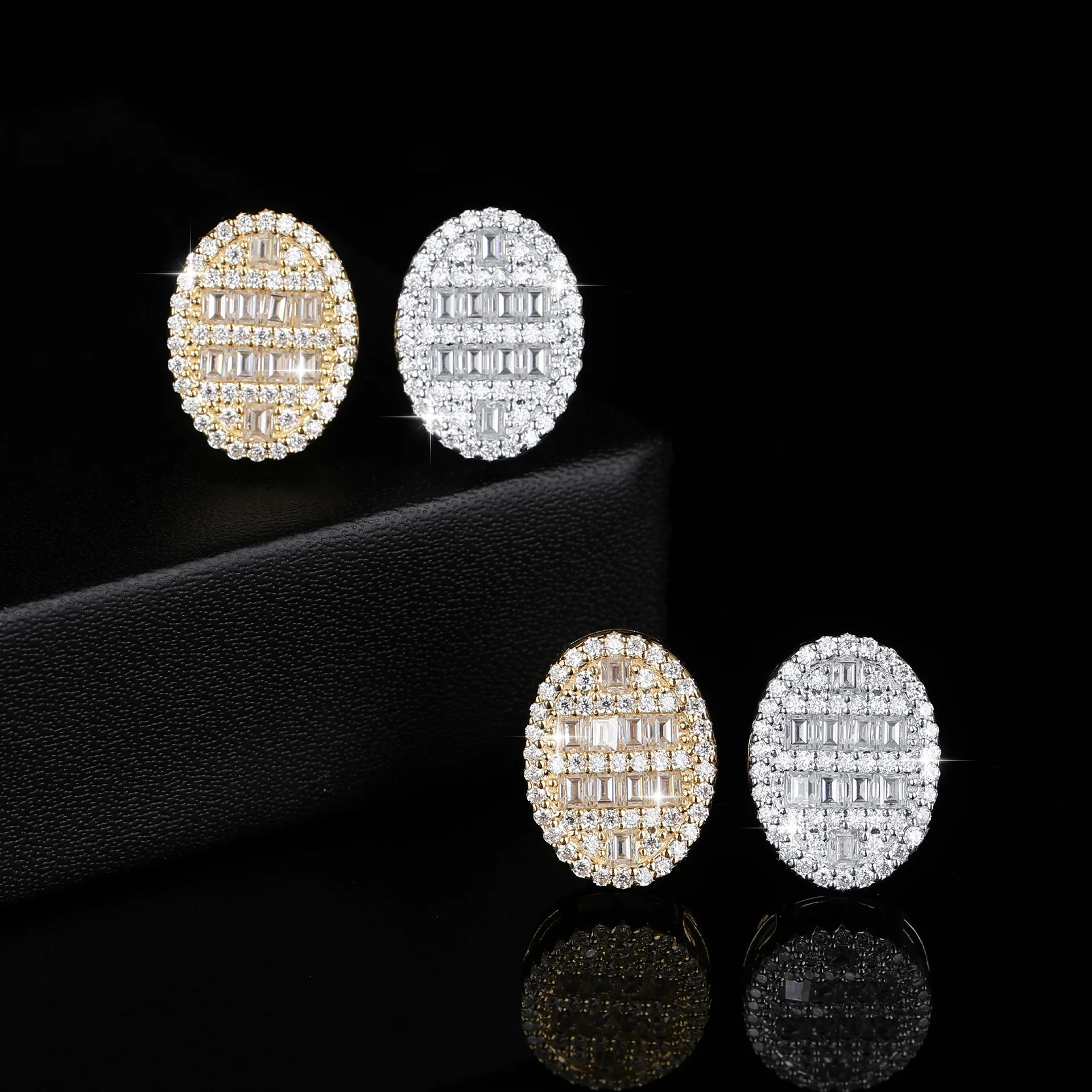 New  925 Sterling Silver D VVS1  Moissanite Oval Stud Earrings For Women  Luxury Wedding Engagement Jewelry