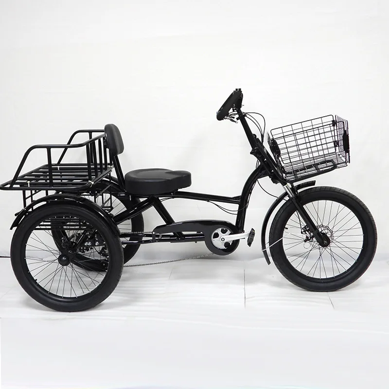 24-Inch 3.0 horizontal pedal tricycle with front hub motor, high carbon steel frame, no transmission gear, wholesale