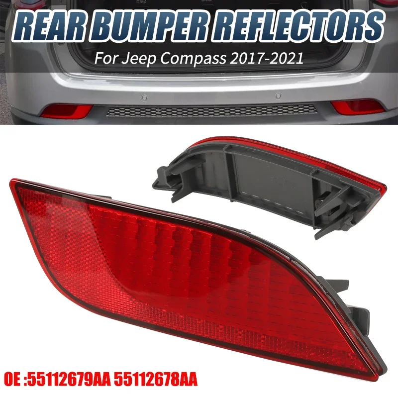 

Rear Bumper Reflector Cover for Jeep Compass 2017 2018 2019 Rear Bumper Reflector Marker Light Red Lens 55112679AA 55112678AA