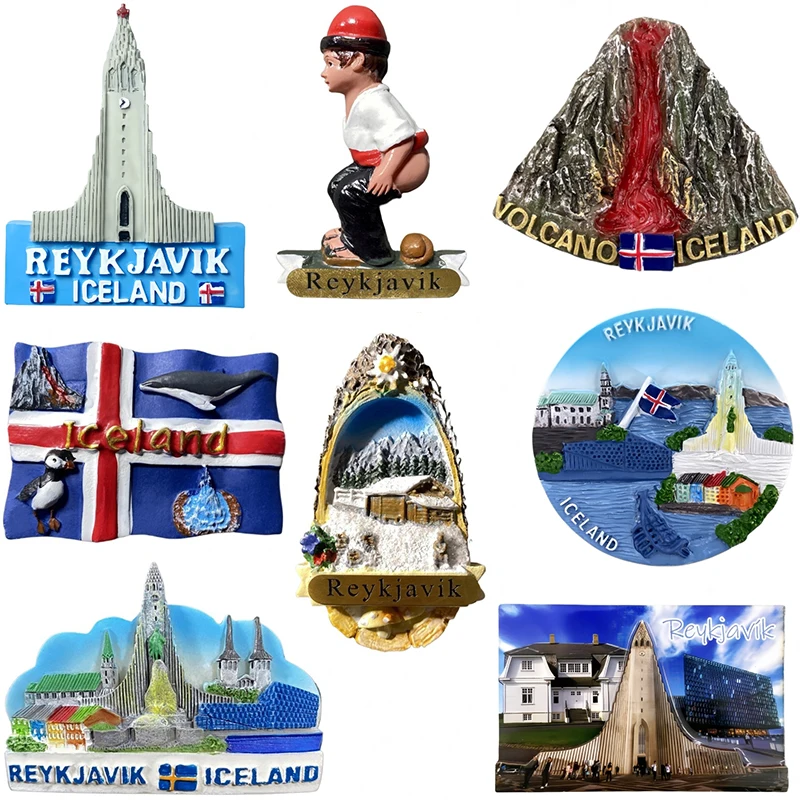 Imanes para Refrigerador del Volcán Reykjavik Warner de Islandia, Recuerdo de Viaje por Europa, Adhesivo Decorativo para Refrigerador, Regalos para el Hogar