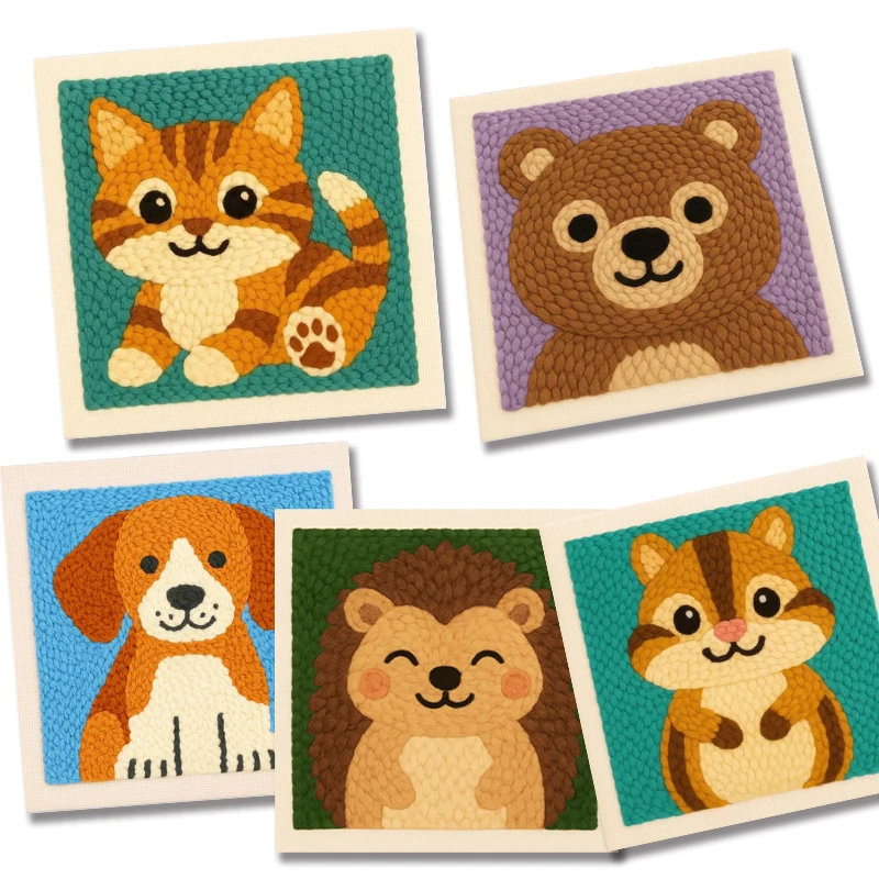 

SDOYUNO 25x25cm Punch Needle Embroidery Starter Set For Adults Diy Making Craft Kits Cut Animal Sewing kit Wall Art home decor