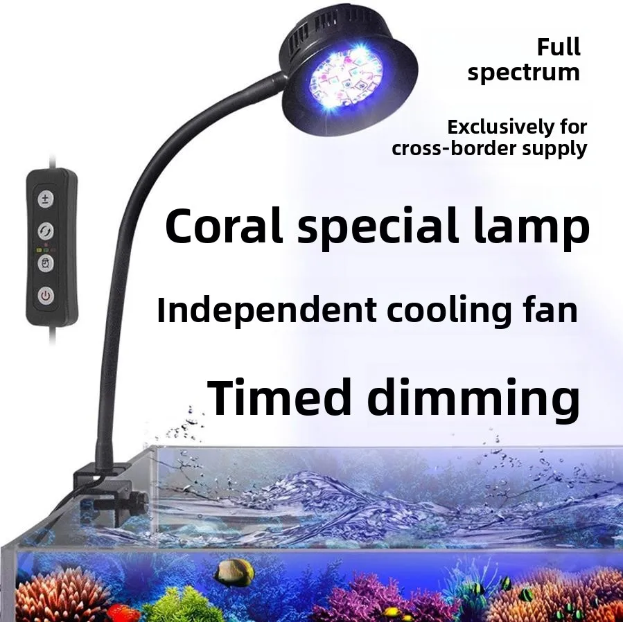Luz LED para acuario Reef Tank Light, 30 vatios para acuarios de agua salada nano, USB, temporizador regulable, luz de atardecer, amanecer y luz de luna.