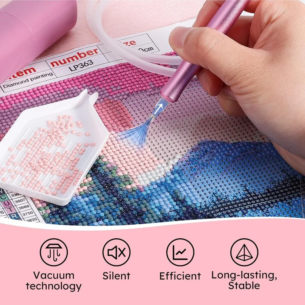 

DIY Craft Vacuum Diamond Painting Pen Kits Long-lasting and Stable Beading Plates Electric Diamond Suction Tool USB Cable