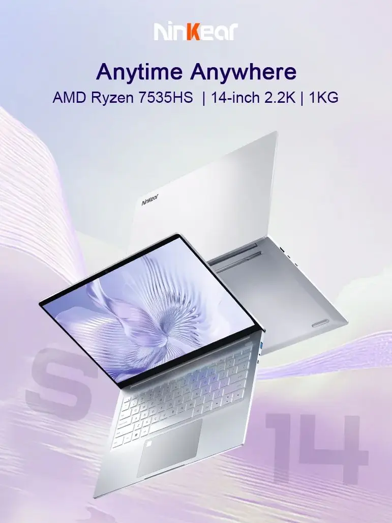 Ninkear S14 Laptop AMD Ryzen ™   14 inch 2.2K scherm, 16GB LPDDR5, 1TB SSD, Wifi 6, vingerafdrukscanner, computer notebook - afbeelding 2