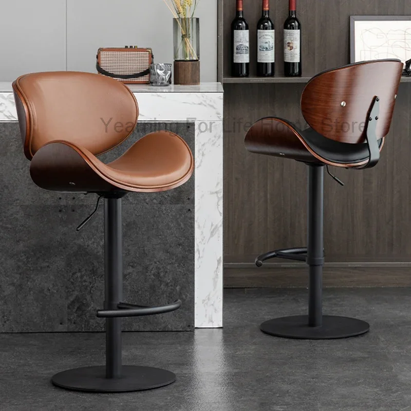 

Luxury Leather Bar Chairs Modern Nordic Office High Stool Bar Chairs Reception Italian Design Home Furniture Barkrukken LLBC