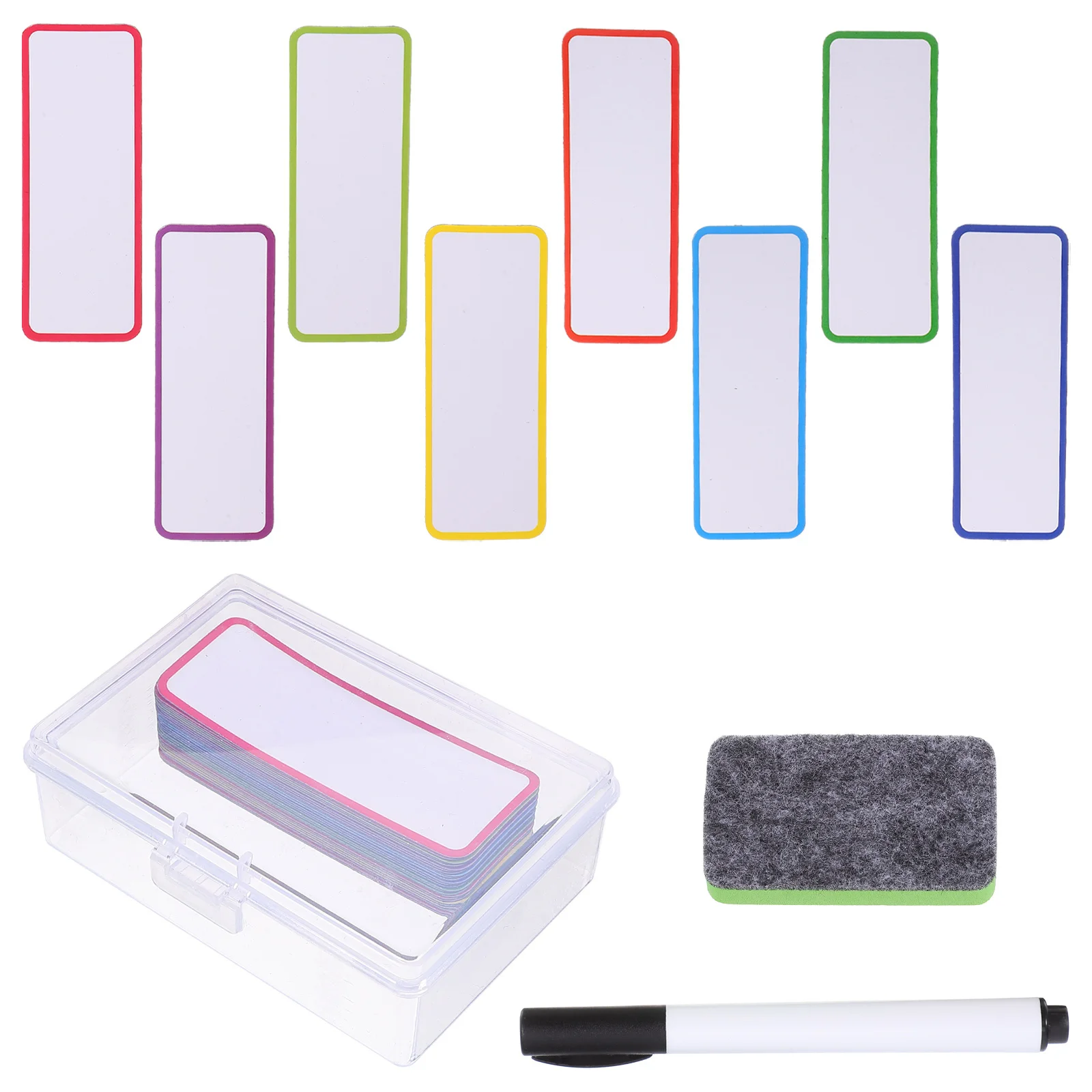 54 قطعة ملصقات مغناطيسية قابلة لإعادة الاستخدام شرائط قابلة للمسح الجاف للكتابة للسبورة البيضاء منظم خزانة الثلاجة علامات الاسم المرنة لوحة التسمية #2