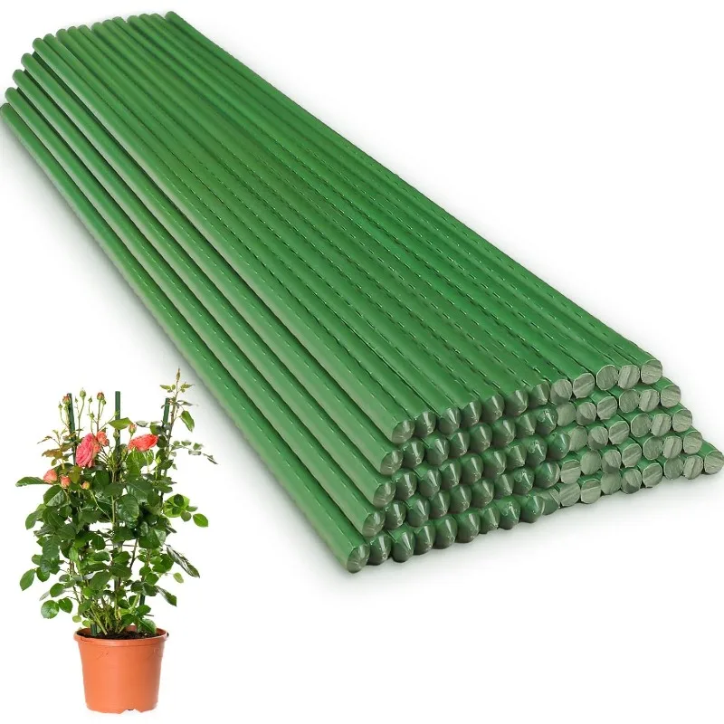 

60 Pcs 4ft/48inch Garden Stakes Plants Tomato Stakes Metal Plant Sticks Support Plastic Coated Sturdy for Potted Plant Stakes