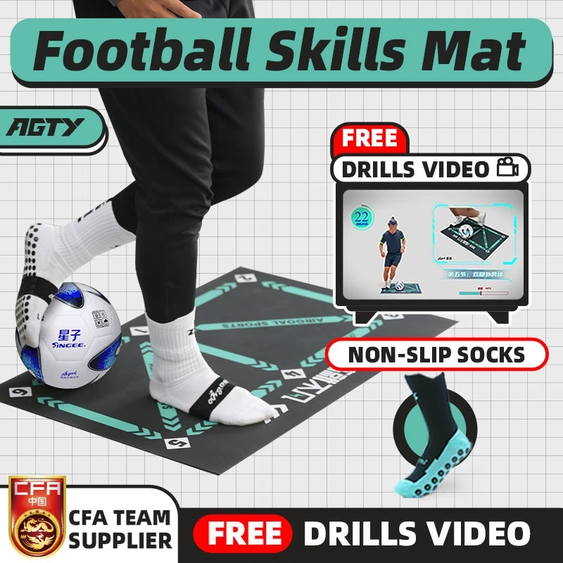 

Football Training Mat With Drills Video Non Slip Foldable Kids Adults Dribble Training Mat Indoor Outdoor Football Equipment