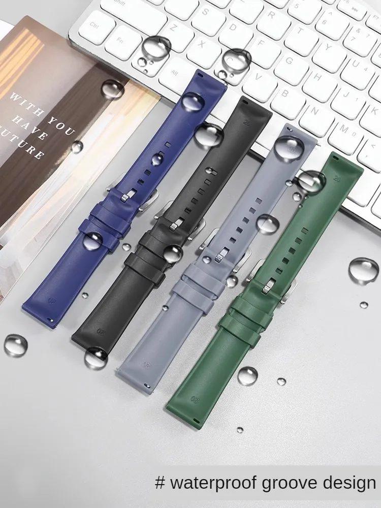 Universal Brands Silicone Pin Buckle Watch Strap 19/20/21/22mm Flat Straight Interface Rubber Watch Strap