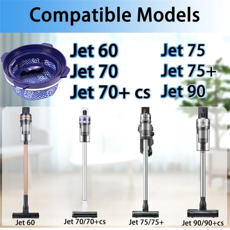 6 قطعة فلتر HEPA لـ Jet 60 Jet 70 Jet 70+ Jet 75 Jet 75+ Jet 90 VS9000RL عصا أجزاء المكنسة الكهربائية مرشح الغبار-A54Q