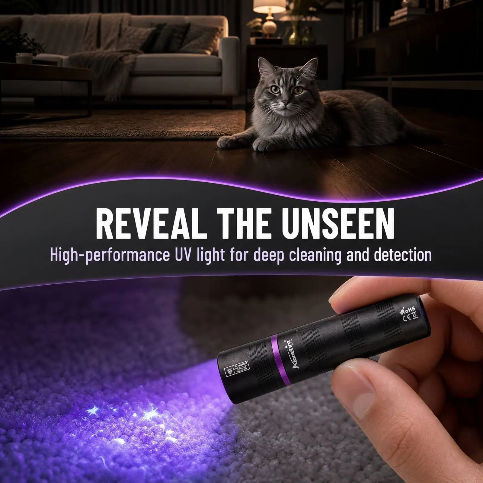 UV Black Light 365nm Led Flashlight Rechargeable Mini Torch Cat Dog Pet Stain Urine Money Ore Jade Gem Scorpion Detection Lamps