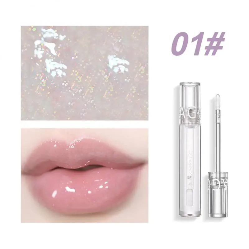 Hochglänzender, transparenter Lipgloss, langlebig, feuchtigkeitsspendend, nährend, glänzender Kristallgelee-Lippenstift, reduziert Lippenlinien, Make-up-Kosmetik