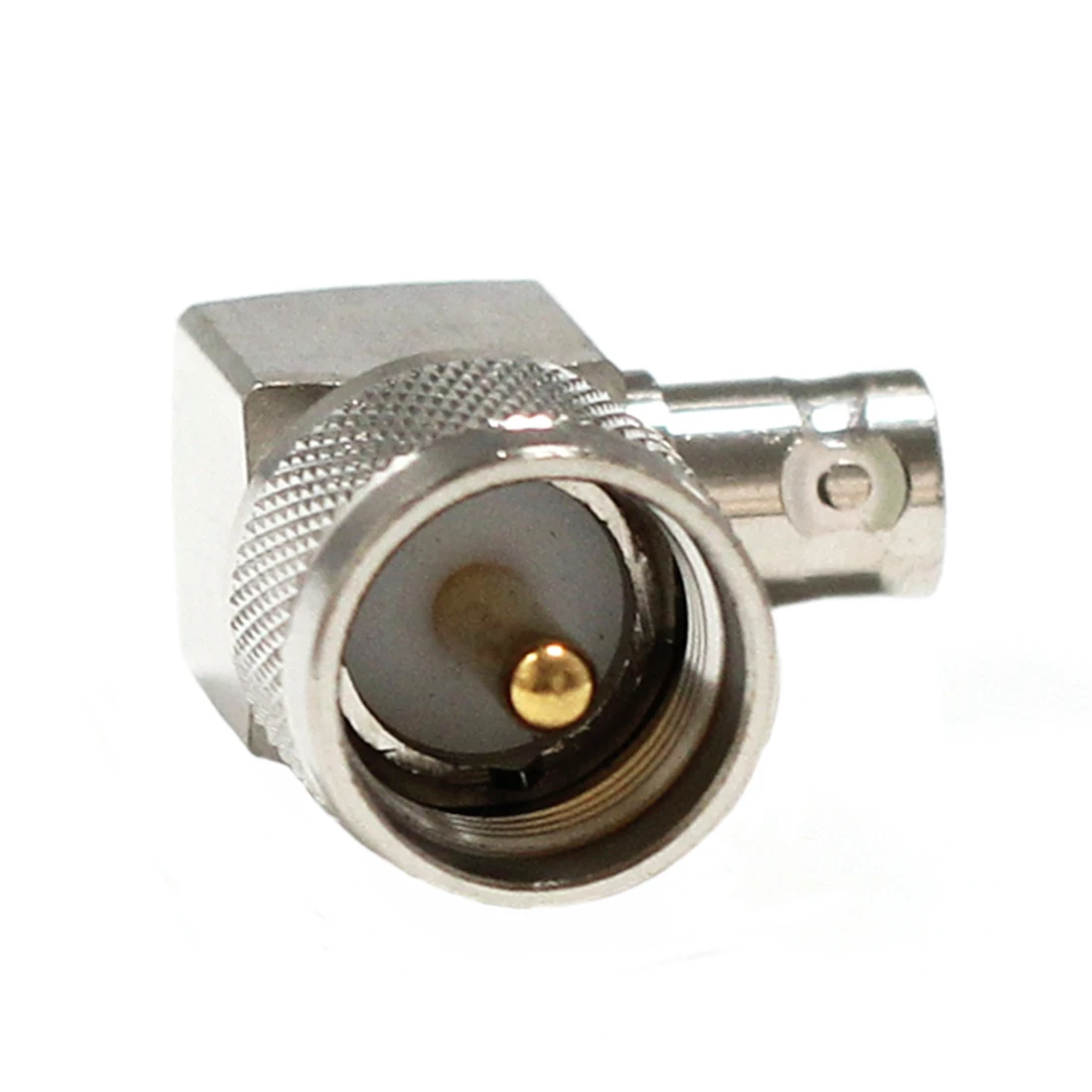 1pc New BNC Female Jack to UHF Male PL259 RF Coax Adapter Convertor Right Angle Connector Nickelplated 50 Ohm Wholesale