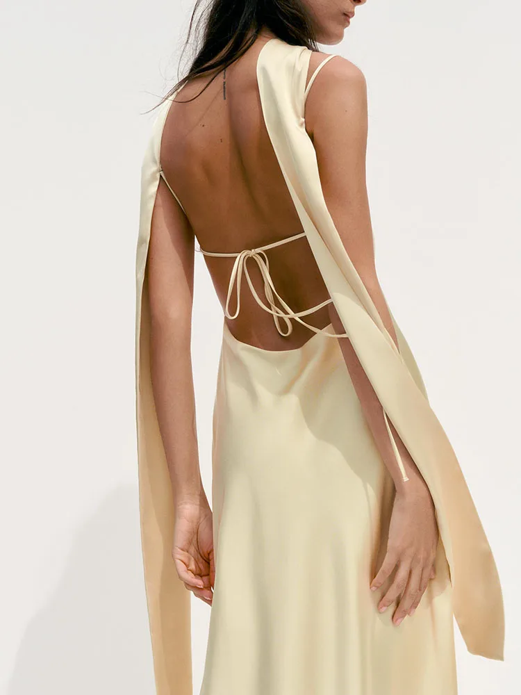 

Новый летний тонкий шелковый атласный шарф Ele Dr Faionable женское платье с высокой талией No Sve вечернее платье чистого цвета