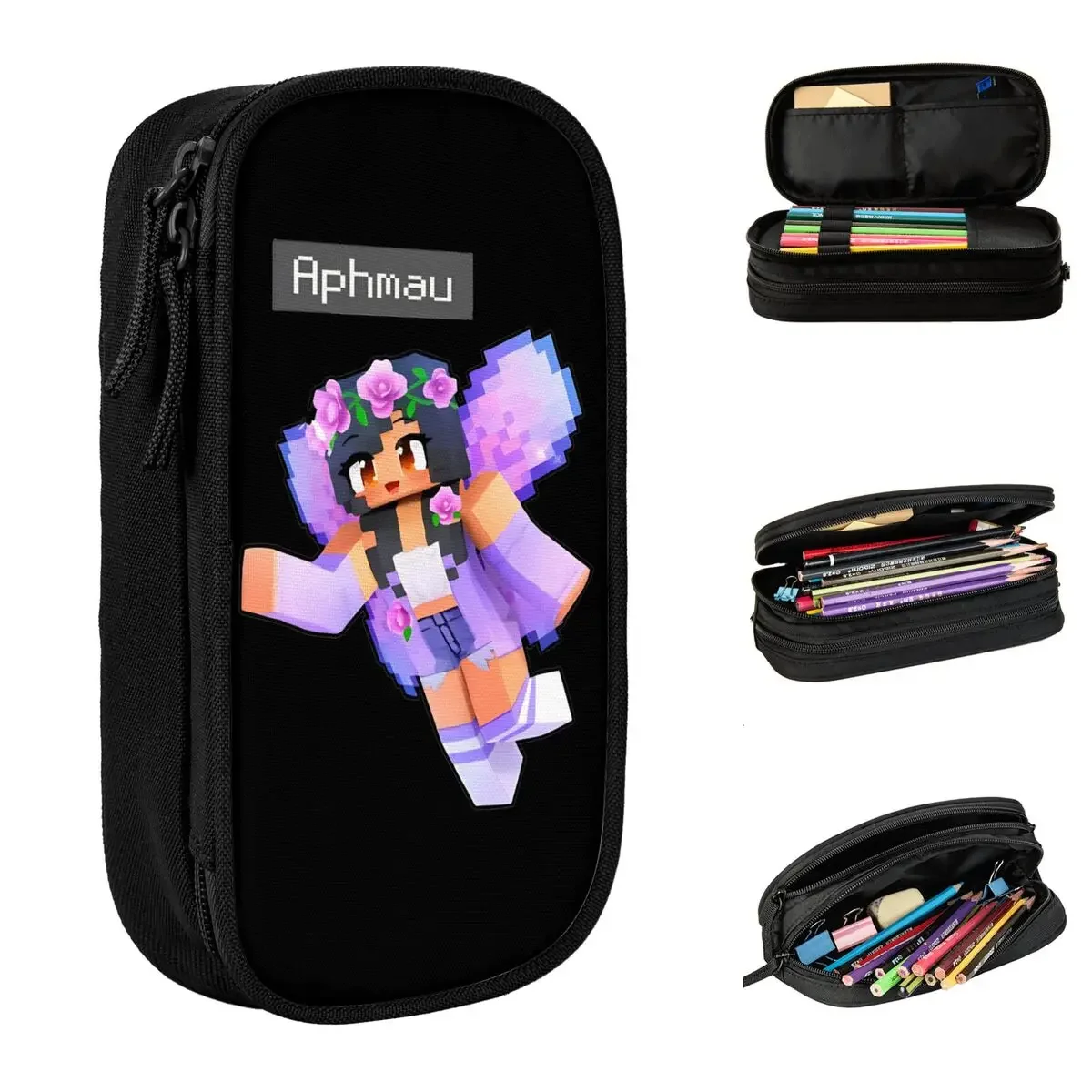 Aphmau Magical Fairy Pencil Case New Cartoon Anime Pen Holder Bag Girl Boy Big Capacity Students School Cosmetic Pencilcases