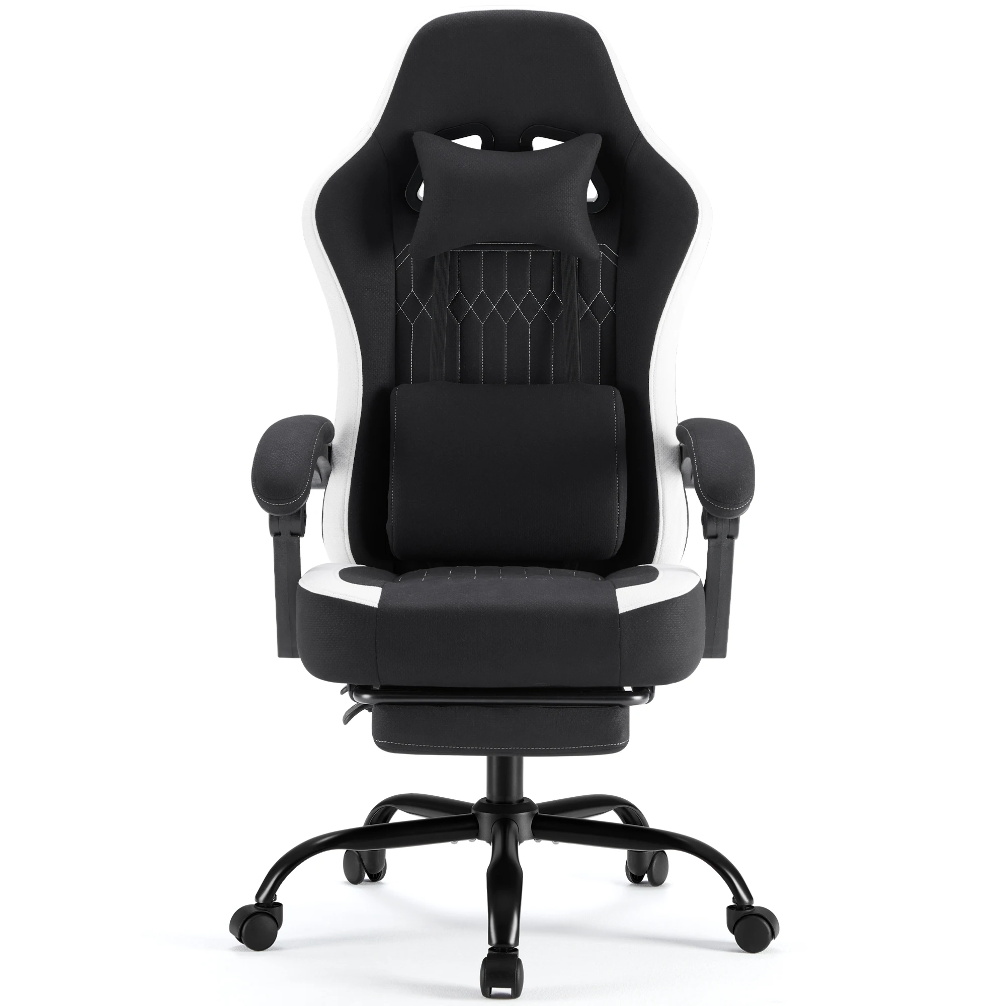 JHK Ergonomic Computer Gaming Chair Height Adjustable 360° Swivel with Headrest Lumbar Support Linkage Armrests For Office Home — black