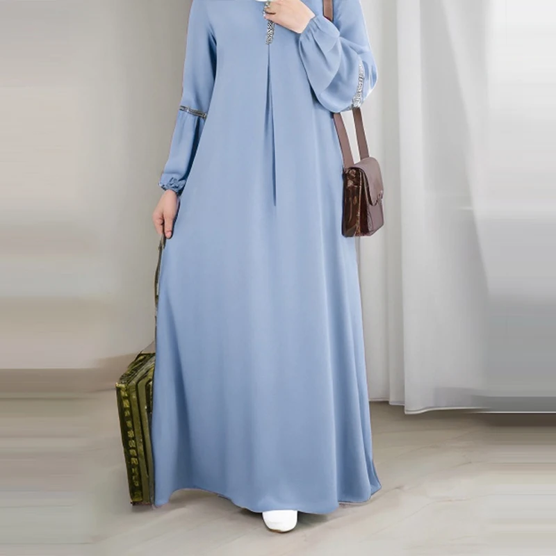 

Elegant Long Sleeve Loose Women's Sequin Abaya - Muslim Evening Dress Middle Eastern Islamic Fashion From Turkey Dubai Sundress