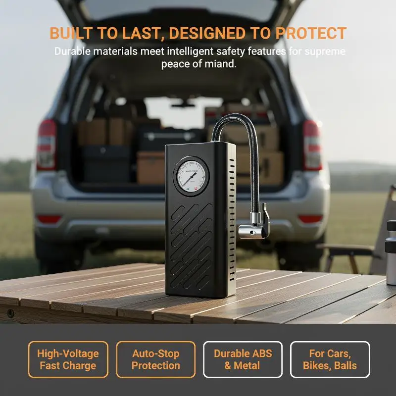 Wireless Portable Car Tire Inflator Accurate Pressure Gauge Fast Cold Inflation for RV Bike Camping Emergency