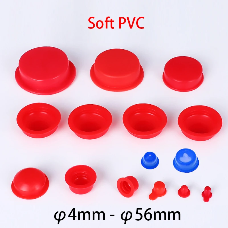 11mm 12mm 13mm 14mm 15mm 16/18mm 20mm 22mm Bore Hole Red Soft PVC Rubber Insulation Dustproof Valve Cylinder Cover End Cap Plug