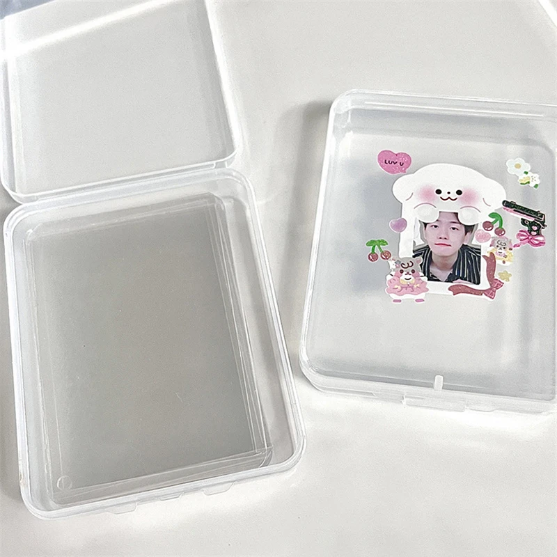 Caja de almacenamiento transparente, soporte para tarjetas, película, pegatina, papelería, cuadrado, transparente, joyería