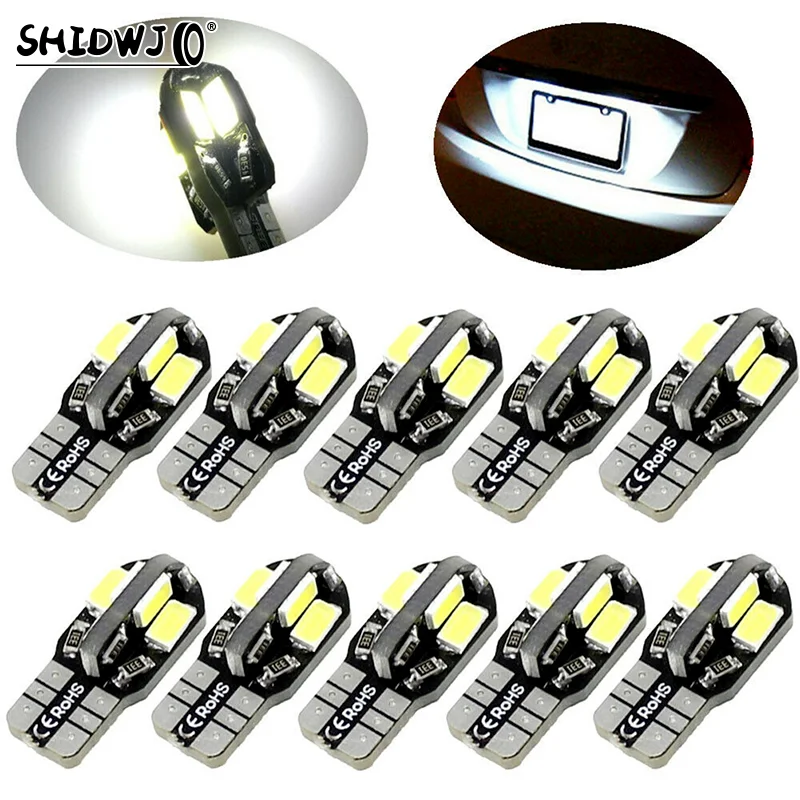 10pcs/set Error Free T10 White 5730 8SMD LED 12V Car Side Wedge Light T10 Led Car Interior Bulb White Lamp Bulb Car Styling