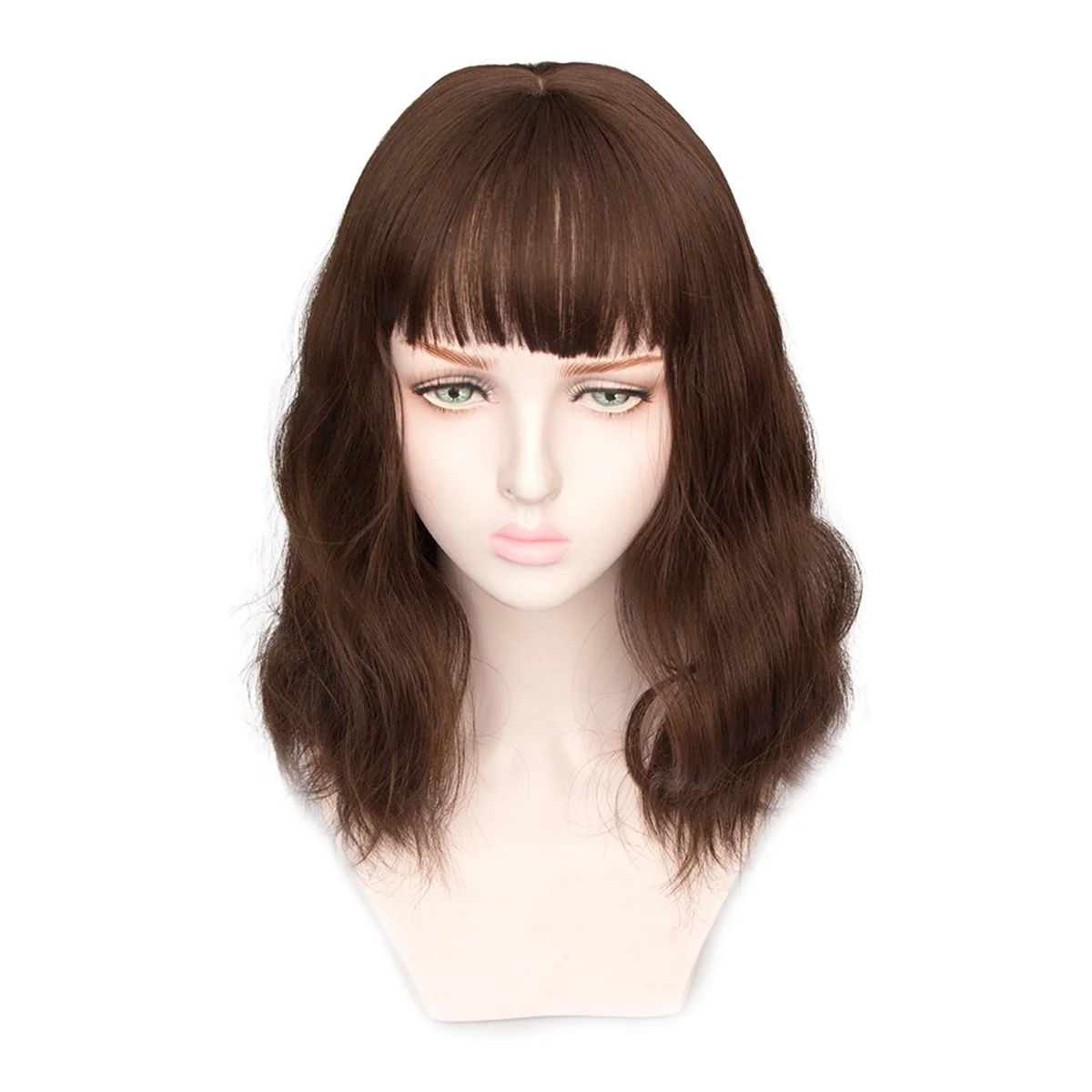 Wig Wig with Bangs for Women, Natural Looking Long Wig, Curly Wig for Daily Korea Versions