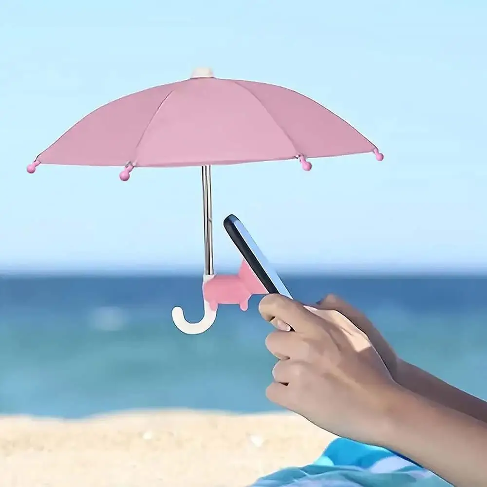 

Mini Umbrella for Smartphone with Universal Pig Suction Cup Holder, Outdoor Anti-Glare Sunshade Cover Protects Phone from Rain