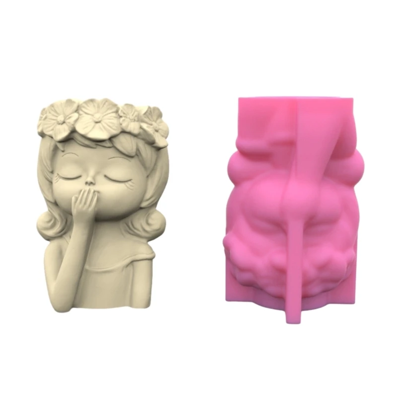 

Girl Concrete Silicone Mold Succulent Flowerpot Cement Plaster Molds