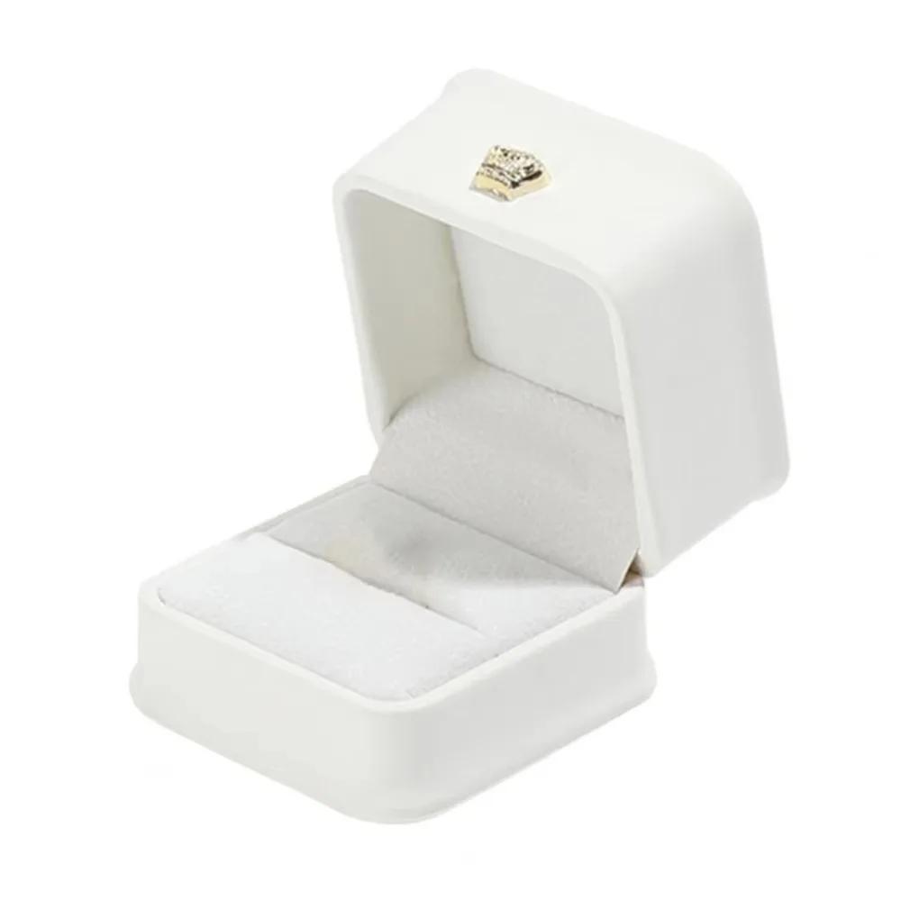 

Exquisite PU Leather Jewelry Ring Box Square Shape Portable Engagement Wedding Ring Case Ring Holder Engagement