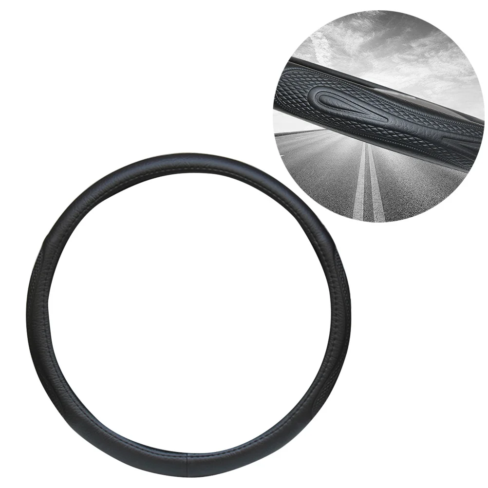 

Artificial Truck Steering Wheel Cover 42Cm Black Elastic Breathable Anti-Slip Protector Truck Wheel Accessories Steering