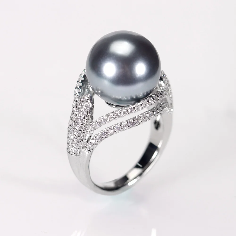 New Trendy Round Pearl Statement Rings for Women Cubic Zircon Finger Rings Beads Charm Ring Bohemian Beach Jewelry Gifts