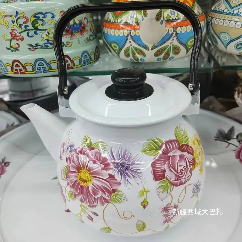 

3.5L Large Capacity Kitchen Enamel Kettle Milk Jug Teapot Acid and Alkali Resistant Induction Cooker Open Flame Univeral
