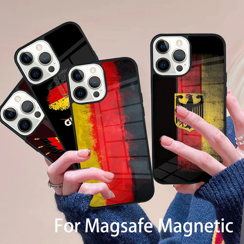 

German Empire Flag Phone Case Magesafe Magnetic Wireless Charge Cover For IPhone 16 11 12 13 14 15 Pro Max Plus Mini