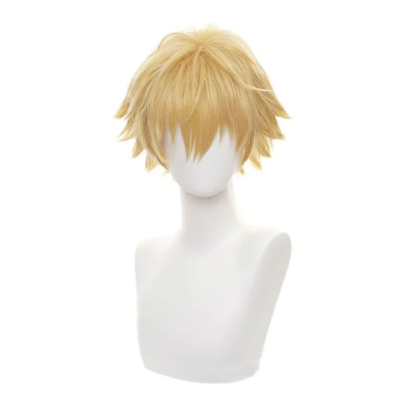Blonde Short Fluffy Spiky Synthetic Wig Heat Resistant Anime Cosplay Hair Wig For Men Halloween Party Role Play Daily Headwear