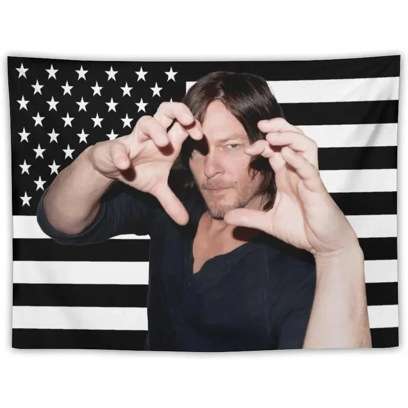 VIKAMA Daryl Dixon USA Flag Tapestry The Walking Dead Fan Wall Hanging Polyester American Decor for Bedroom Dorm