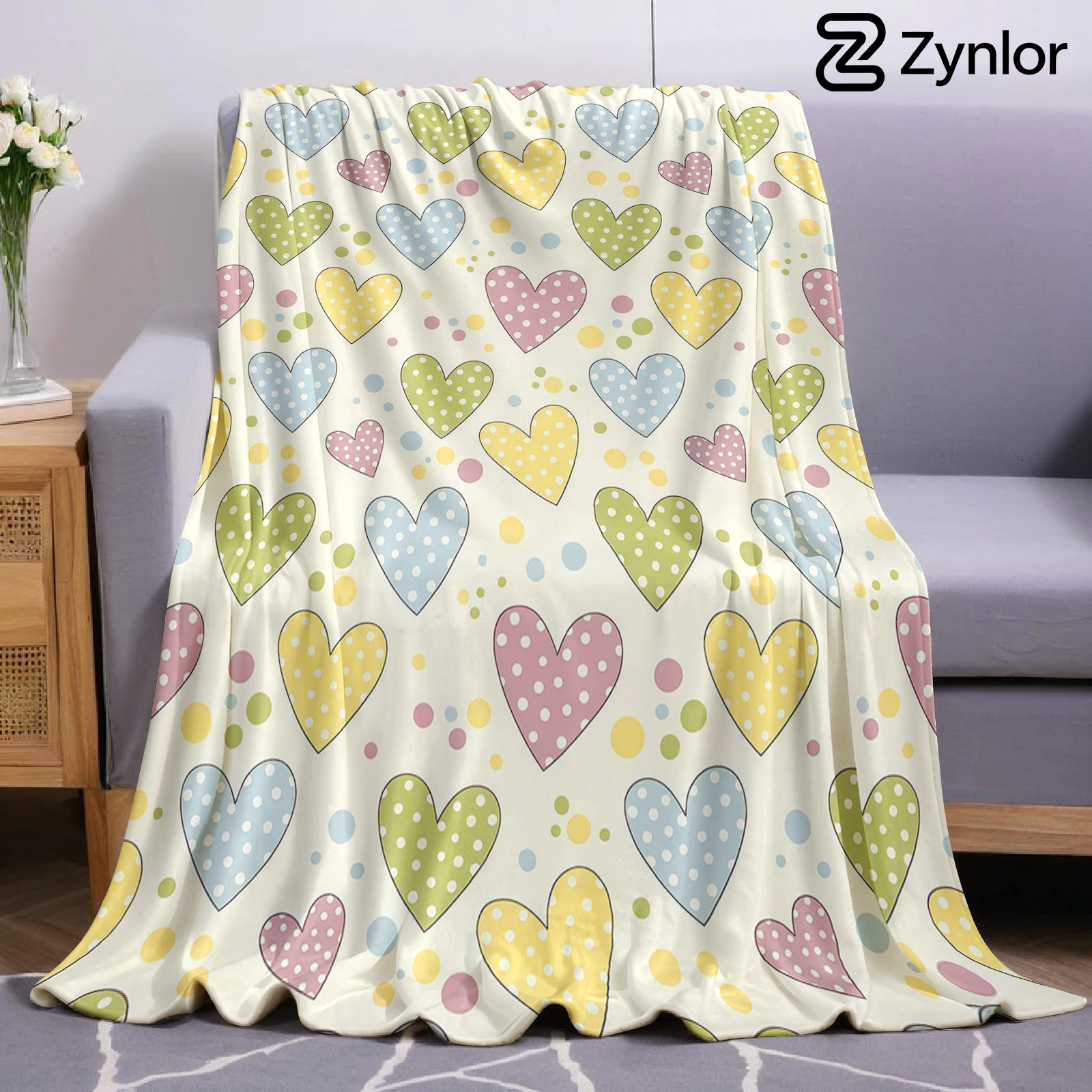 Doodle Hearts Ultra Soft Sherpa Fleece Blanket Fluffy Warm Halloween Cozy Throw for Sofa Couch Bedroom Gift All season