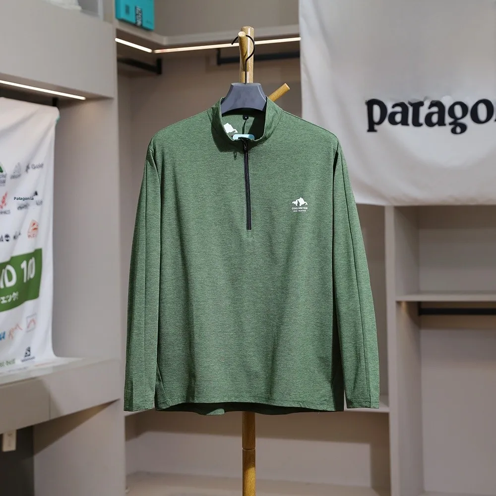 ionic Technology Fabric Long Sve T-irt Men's Outdoor Qui Dry Breathable f Zip up Spring Summer Casual Sle