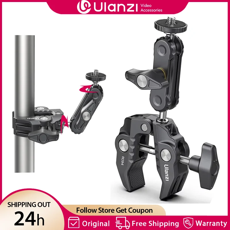 Ulanzi R094 Metal Super Clamp with 360 Ball Head Magic Arm Clamp with 1/4\